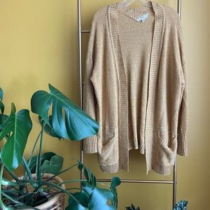 Pinque mustard cardigan sweater; size XXL